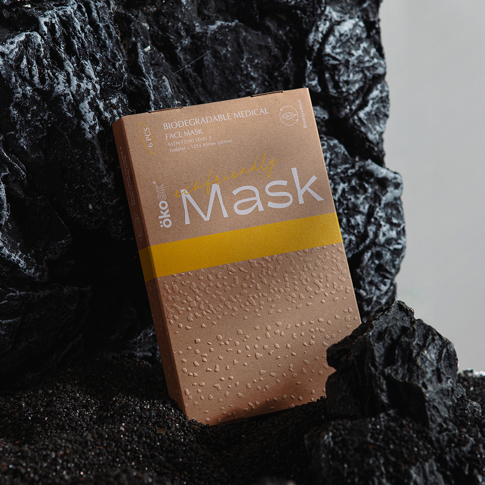 ÖKOSIX® 可完全生物降解Level 3平面口罩 幼童 白色 6個裝