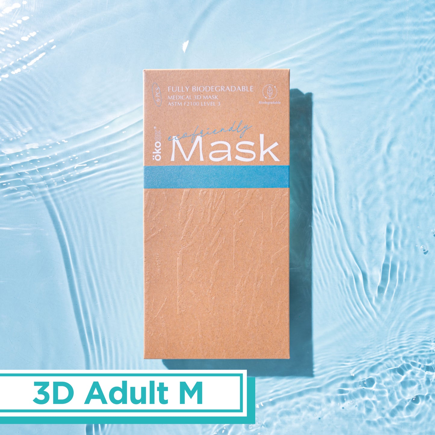 ÖKOSIX® 可完全生物降解Level 3口罩 成人M碼 白色 6個裝
